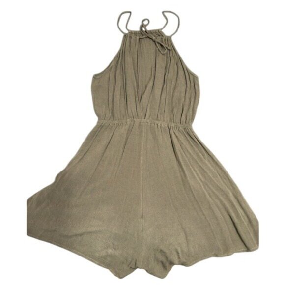 H&M Divided Olive Green Halter Romper Womens Size 10 Lightweight & Flowy - Picture 3 of 4